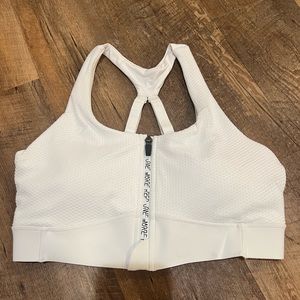 Zyia White Polka Front Zip Adjustable All Star Bra Small